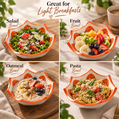 Ceramic Umbrella Shaped Snack Bowl (350ml) – Orange Design Salad & Maggi Serving Bowl