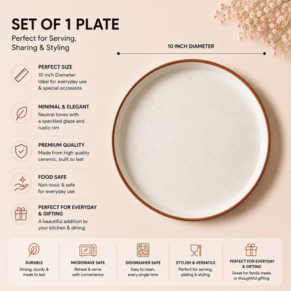 Ceramic Pasta Plate (10 Inch) – Minimal Snack & Serving Plate