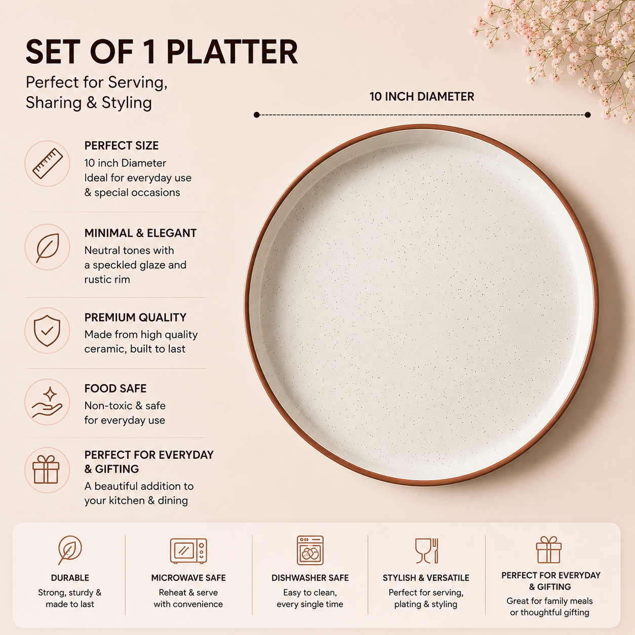 Canvas Serving Platter 10 inch