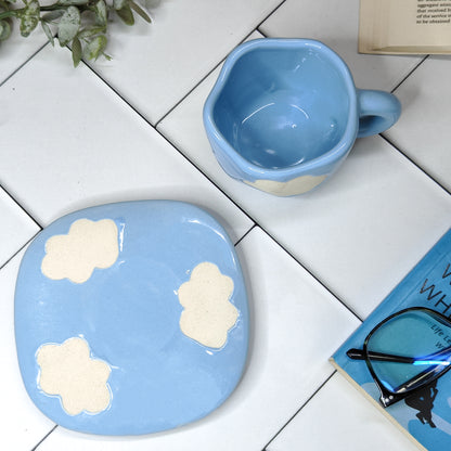 Cloudy Sky Cup with Saucer