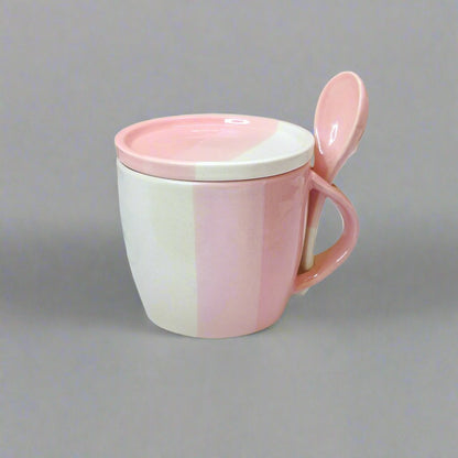 Candy Floss Mug with Lid & Spoon