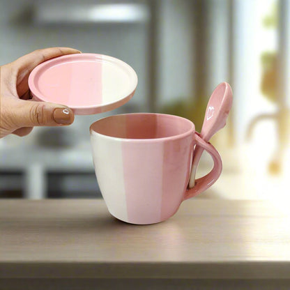 Candy Floss Mug with Lid & Spoon