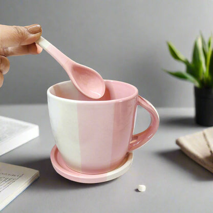 Candy Floss Mug with Lid & Spoon