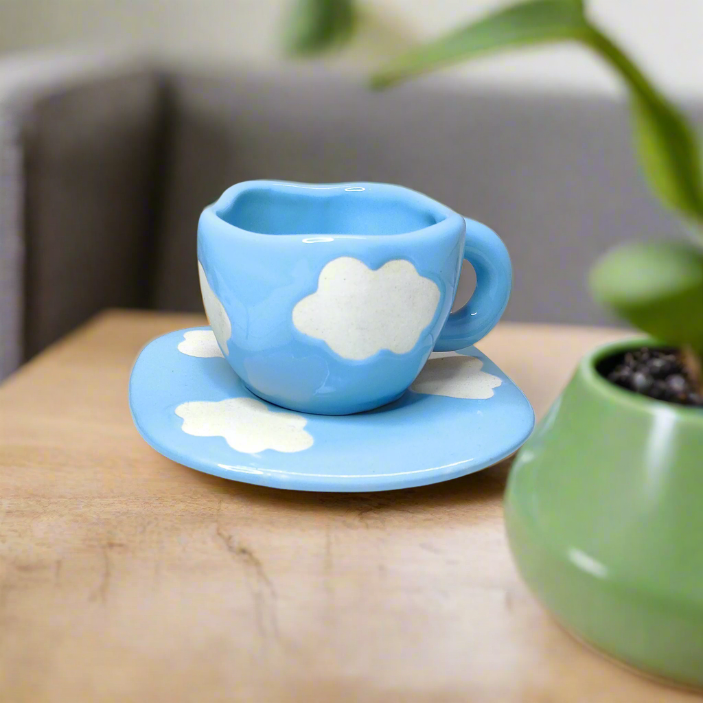 Cloudy Sky Cup with Saucer