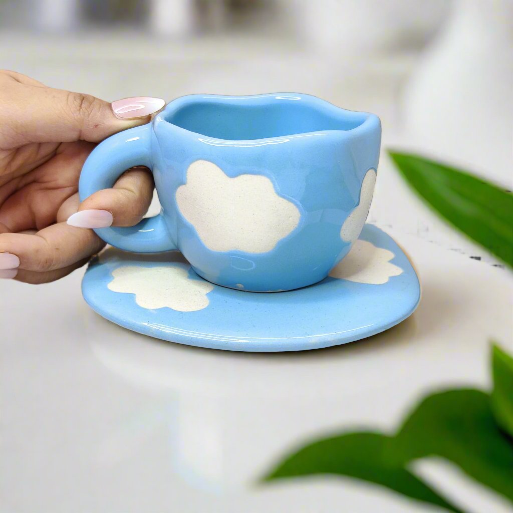 Cloudy Sky Cup with Saucer