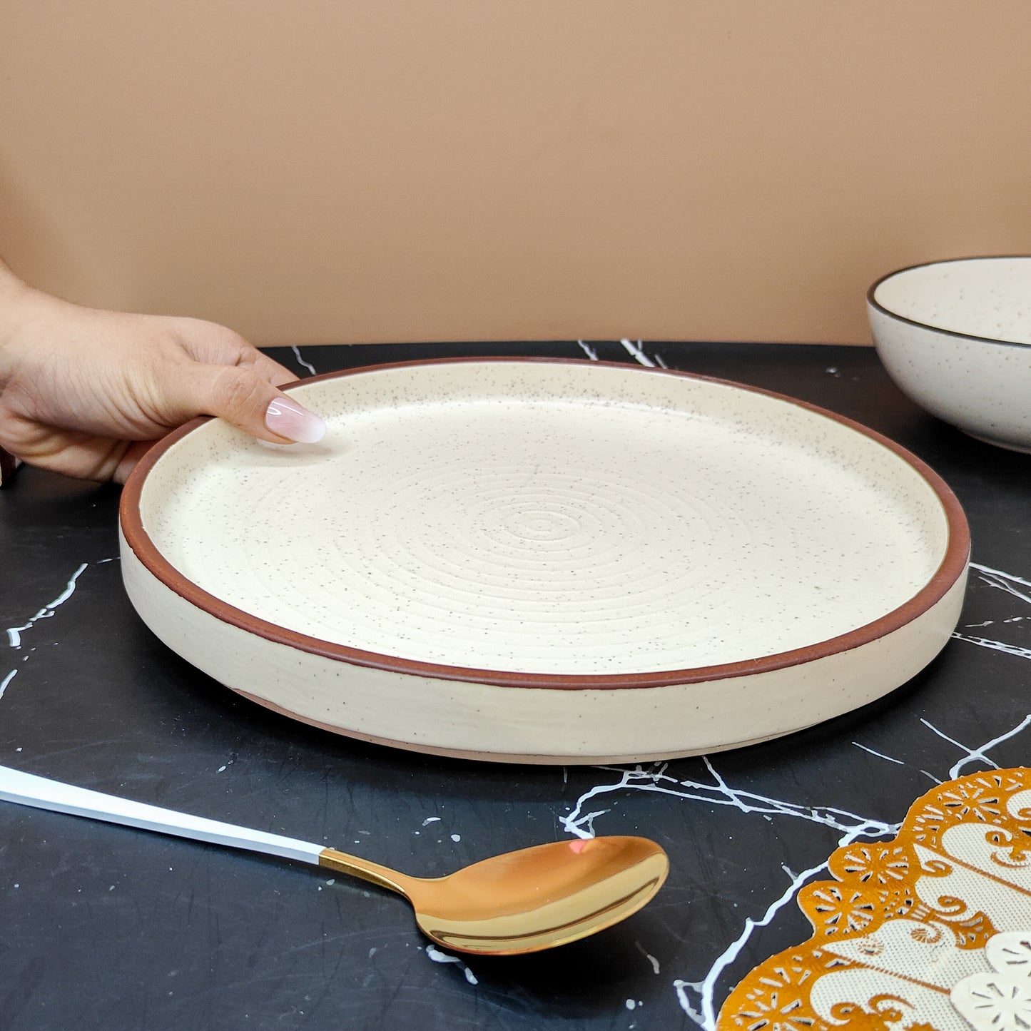 Canvas Dinner Plate cum Tray