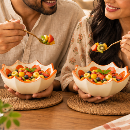Ceramic Umbrella Shaped Snack Bowl (350ml) – Orange Design Salad & Maggi Serving Bowl