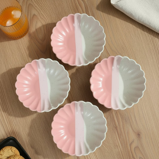 Pink Petal Ceramic Snacks Plates Set of 4 (5.5 Inch Each)