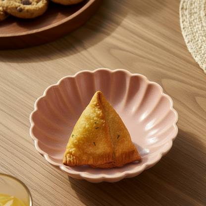 Pink Petal Ceramic Snacks Plates Set of 4 (5.5 Inch Each)