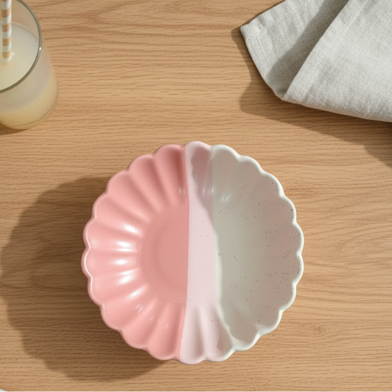 Ceramic Snack Plates Set of 4 (5.5 Inch) | PInk Petal Design Small Plate for Snacks & Serving