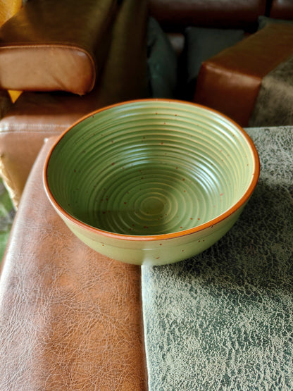 Sage Green Ribbed Ceramic Serving Bowl (800ml) | Snack, Salad & Pasta Bowl