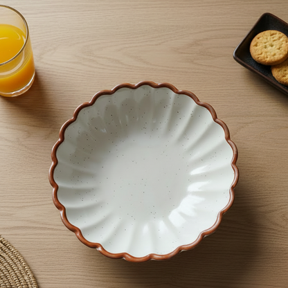 White Petal Ceramic Snacks Plates Set of 4 (5.5 Inch Each)