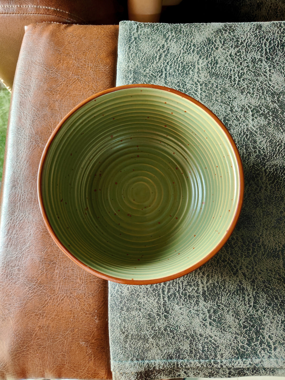 Sage Green Ribbed Ceramic Serving Bowl (800ml) | Snack, Salad & Pasta Bowl