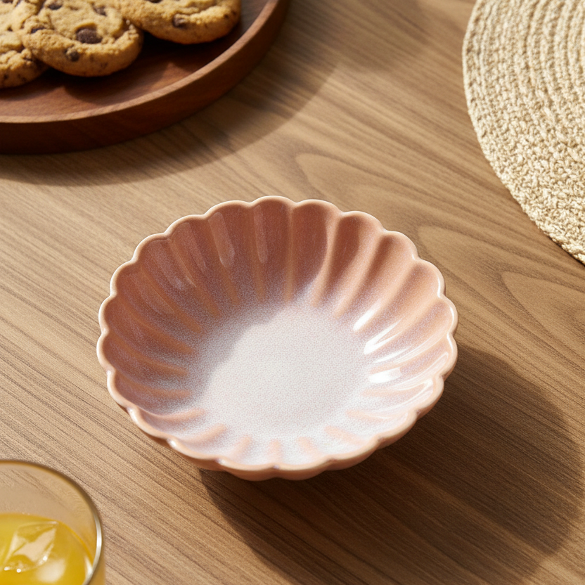 Pink Petal Ceramic Snacks Plates Set of 4 (5.5 Inch Each)