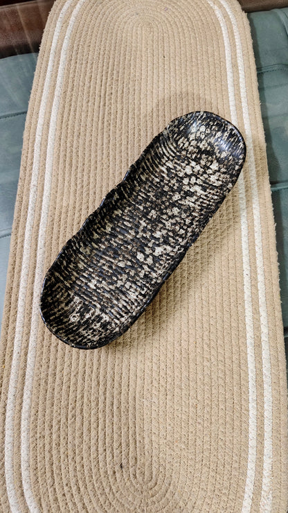 Stoneware Serving Platter 12 Inch | Ceramic Long Plate for Snacks & Starters