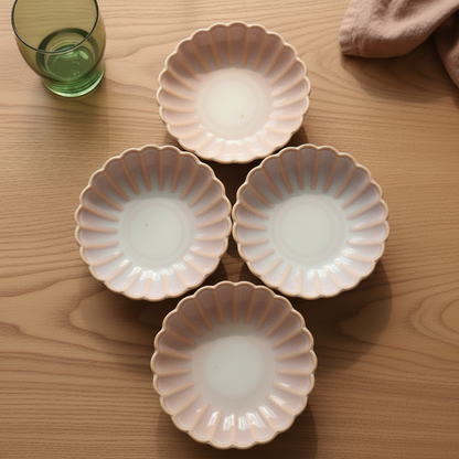 Pink Petal Ceramic Snacks Plates Set of 4 (5.5 Inch Each)